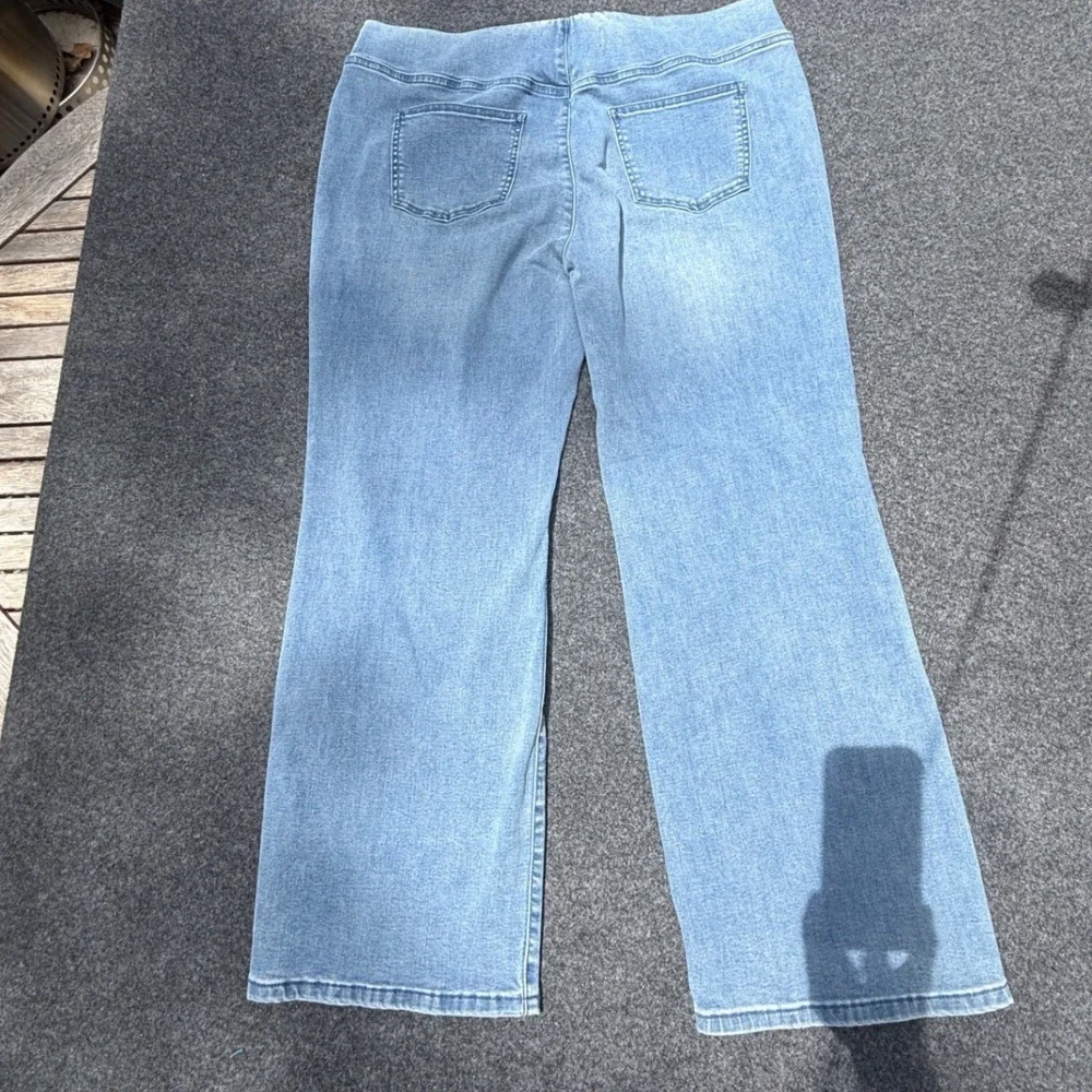 Soft Surroundings Jeans Womens 18W Light Blue Pull On High Rise Wide Leg Stretch - Picture 5 of 11
